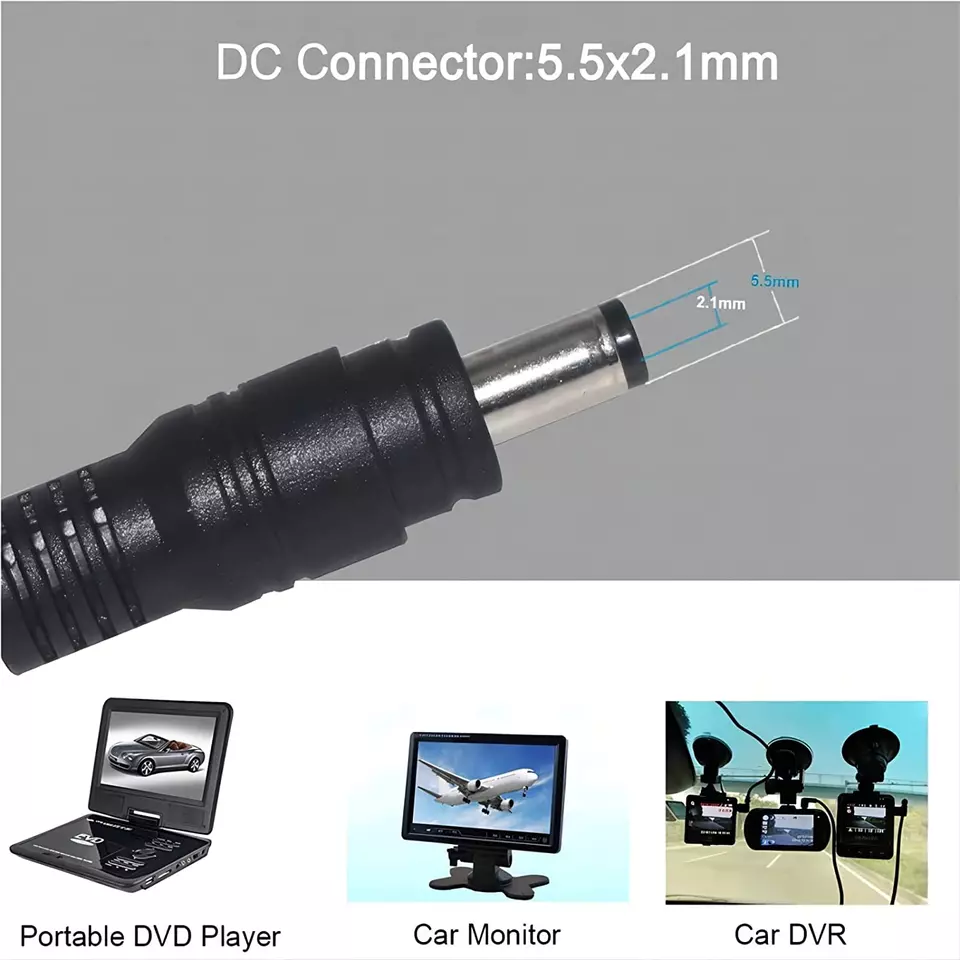 ALLPOWERS DC 5.5 x 2.5mm Battery Alligator Clips Extension Cord - 12v-24v Car - Image 3