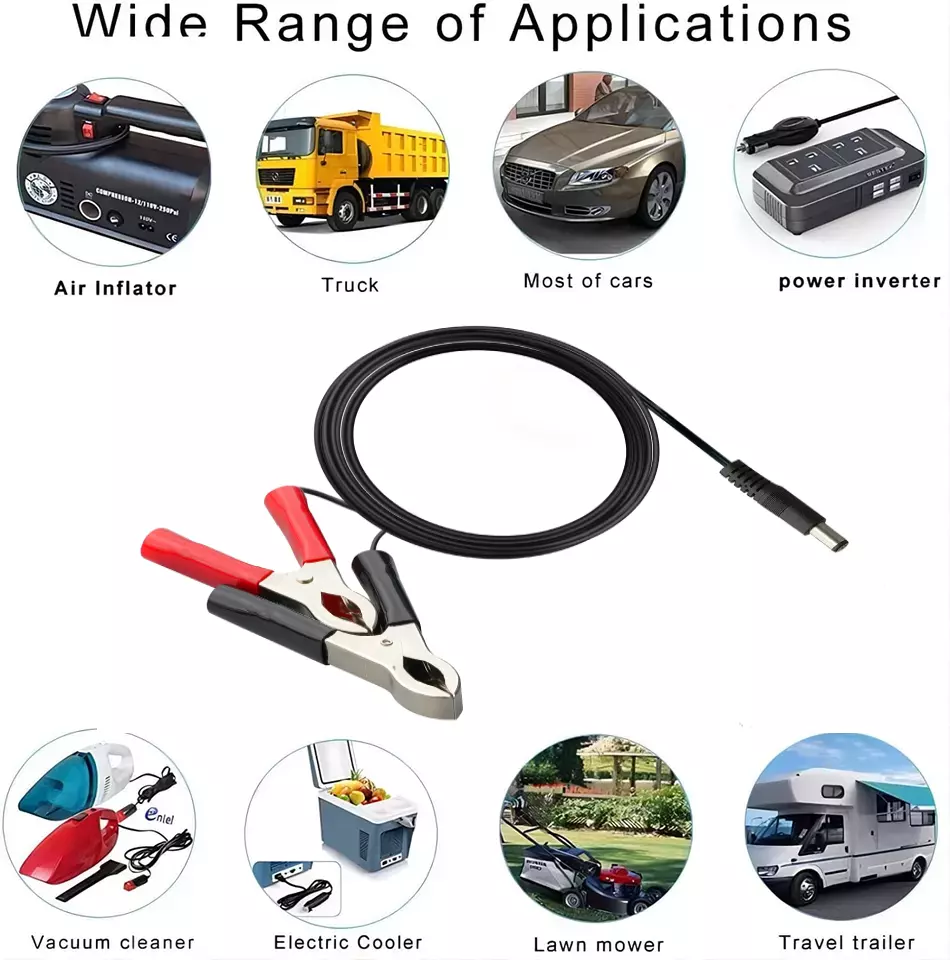 ALLPOWERS DC 5.5 x 2.5mm Battery Alligator Clips Extension Cord - 12v-24v Car - Image 4