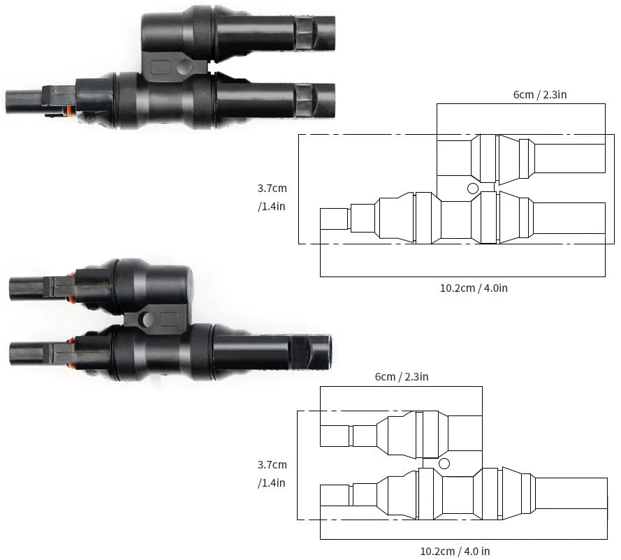 ALLPOWERS Solar connector Branch Y type Connectors  in Pair MMF+FFM for Parallel Connection Between Solar Panels - Image 3