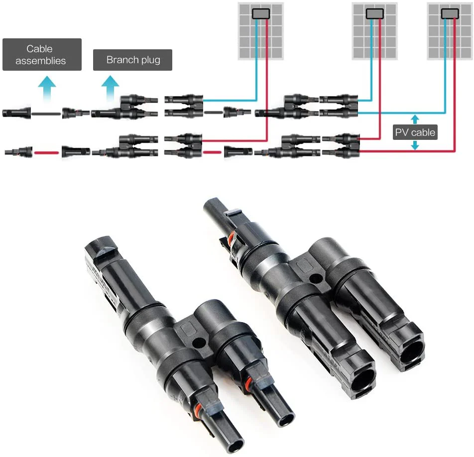 ALLPOWERS Solar connector Branch Y type Connectors  in Pair MMF+FFM for Parallel Connection Between Solar Panels - Image 4